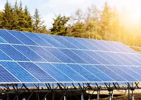 solar panels plant in the countryside