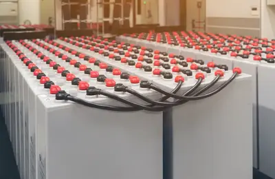 battery pack in a battery room in a power plant