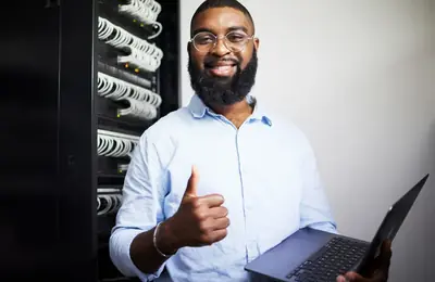 technician in a server room